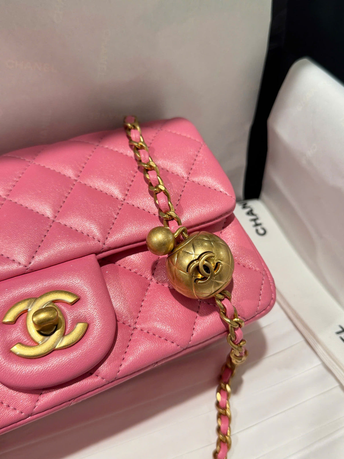 Chanel Classic Flap Mini Pink Gold Hardware 20cm