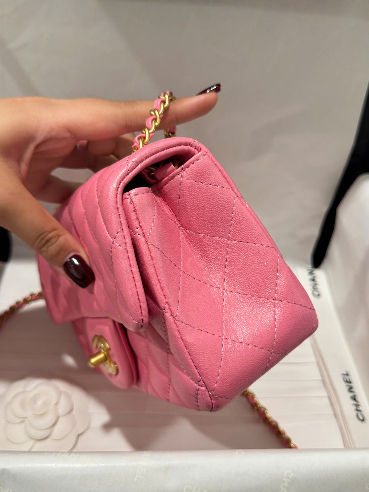 Chanel Classic Flap Mini Pink Gold Hardware 20cm