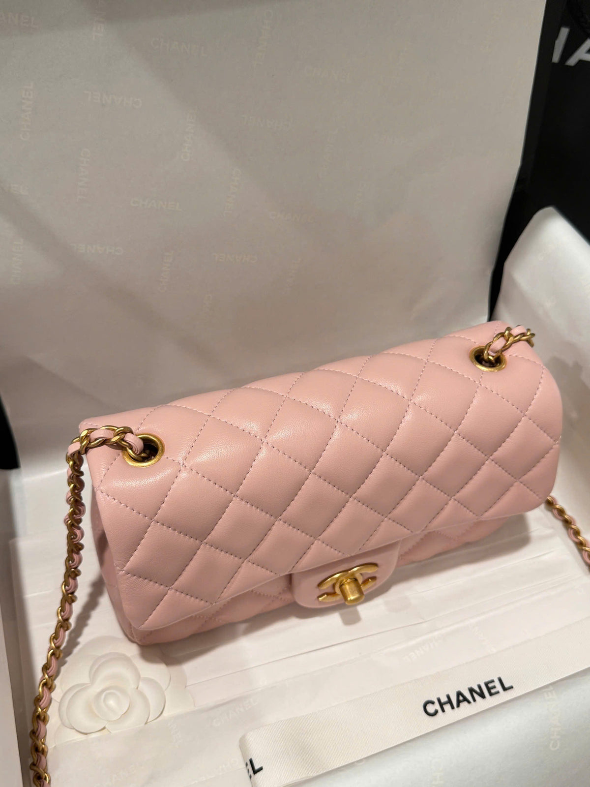 Chanel Classic Flap Mini Light Pink Gold Hardware 20cm