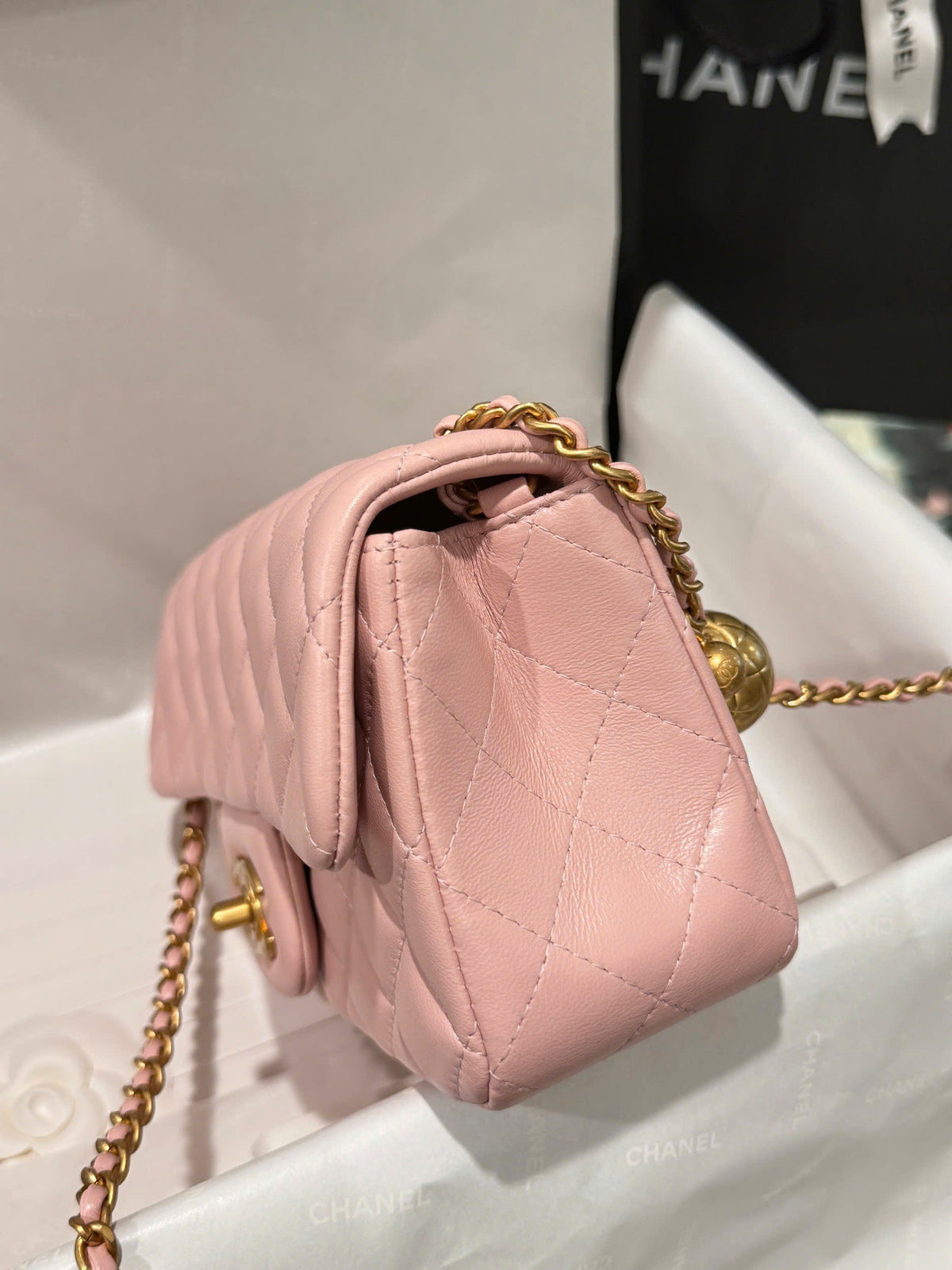 Chanel Classic Flap Mini Light Pink Gold Hardware 20cm
