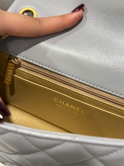 Chanel Classic Flap Mini Grey Gold Hardware 20cm