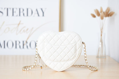 Chanel The One Like Auth Handbags Smooth Leather Heart-Pattern Milk Lock Gold 16.5x18x6.5cm