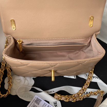 Chanel Woc Brown Handbags Pearl Handle Plated 11.5×14.5x5cm