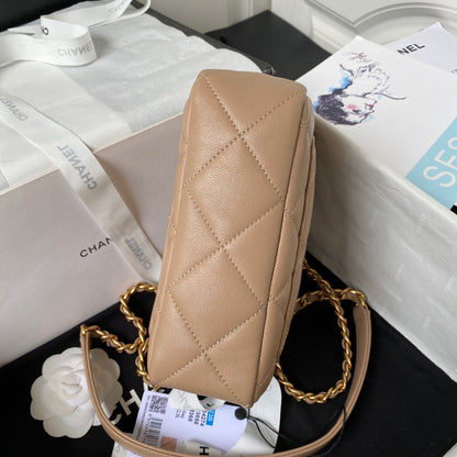 Chanel Woc Brown Handbags Pearl Handle Plated 11.5×14.5x5cm