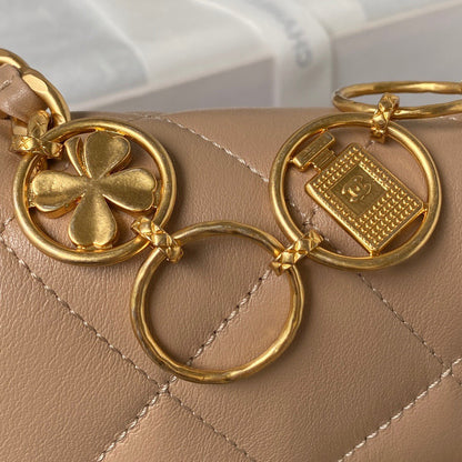 Chanel Woc Brown Handbags Pearl Handle Plated 11.5×14.5x5cm