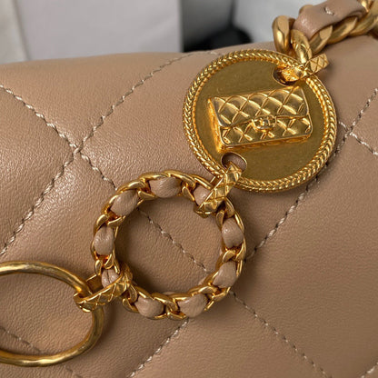 Chanel Woc Brown Handbags Pearl Handle Plated 11.5×14.5x5cm