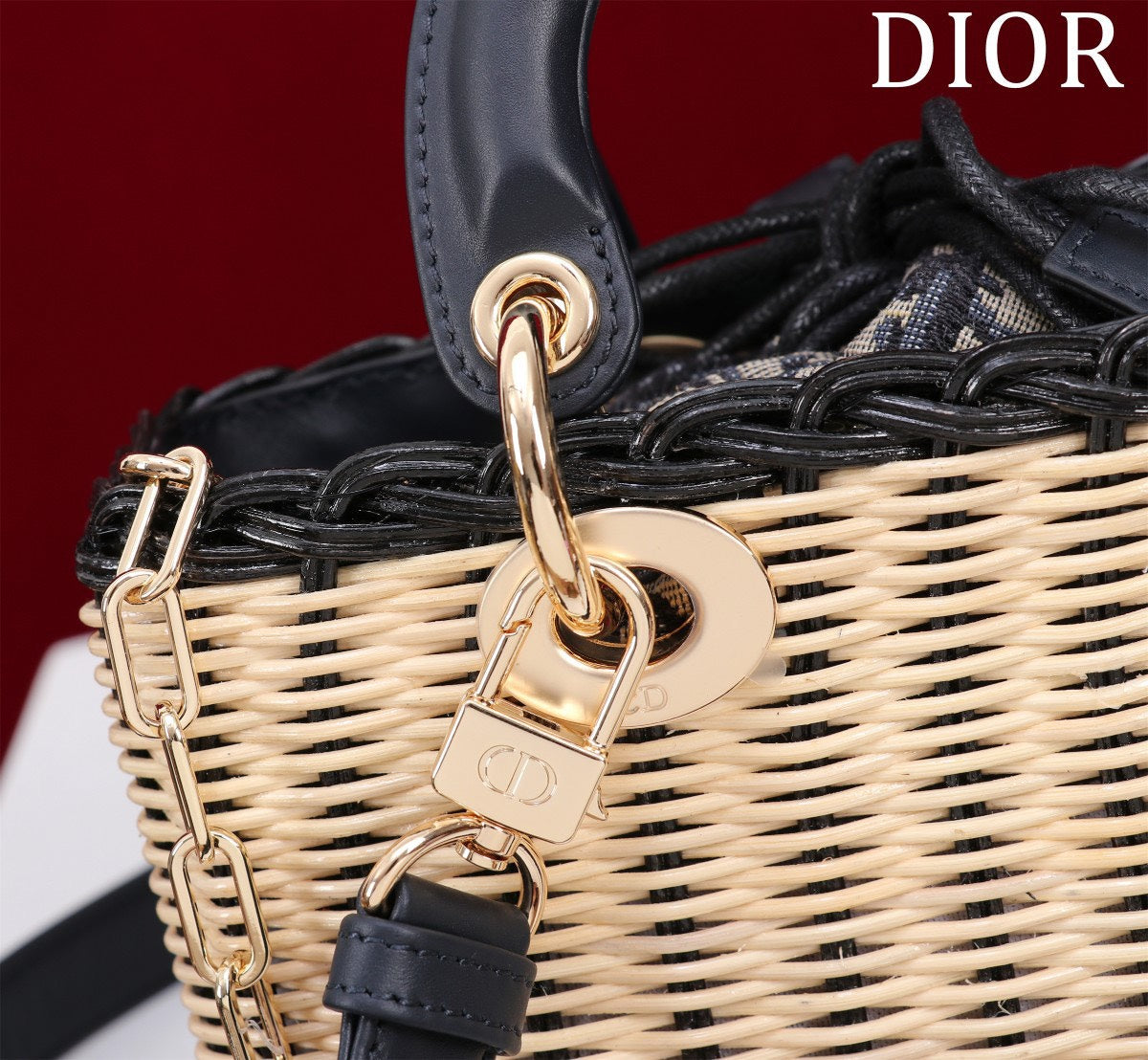 Dior D-Joy Lady Wicker Handbag 22cm