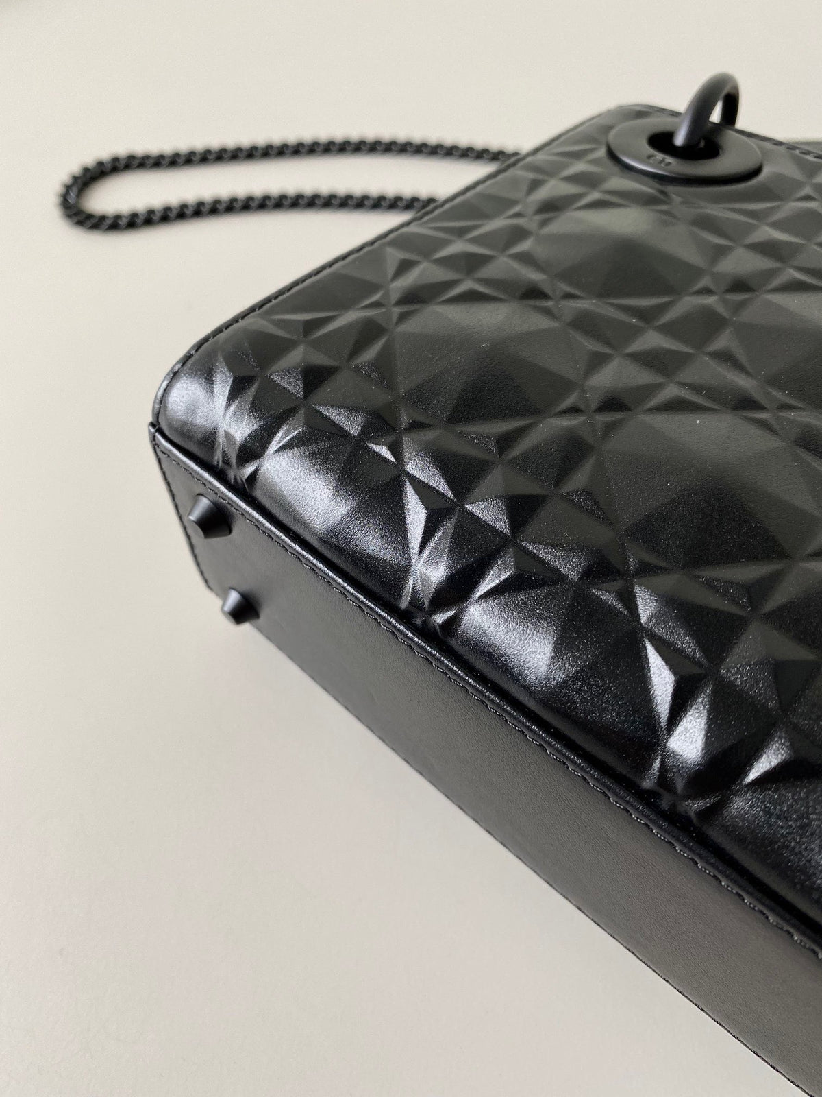 Dior Lady Matte Black Diamond Pattern 17cm