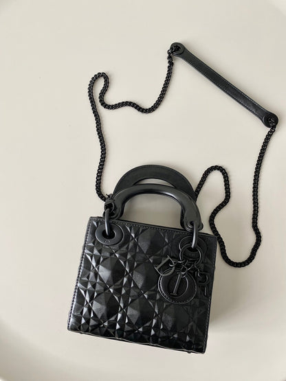 Dior Lady Matte Black Diamond Pattern 17cm