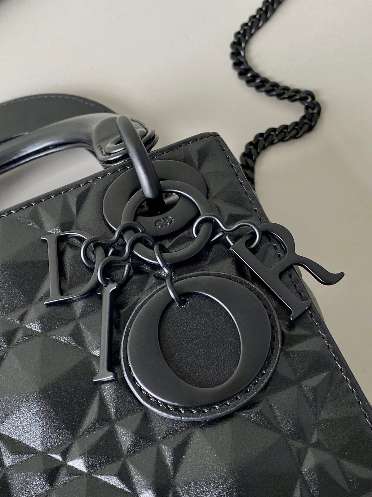 Dior Lady Matte Black Diamond Pattern 17cm