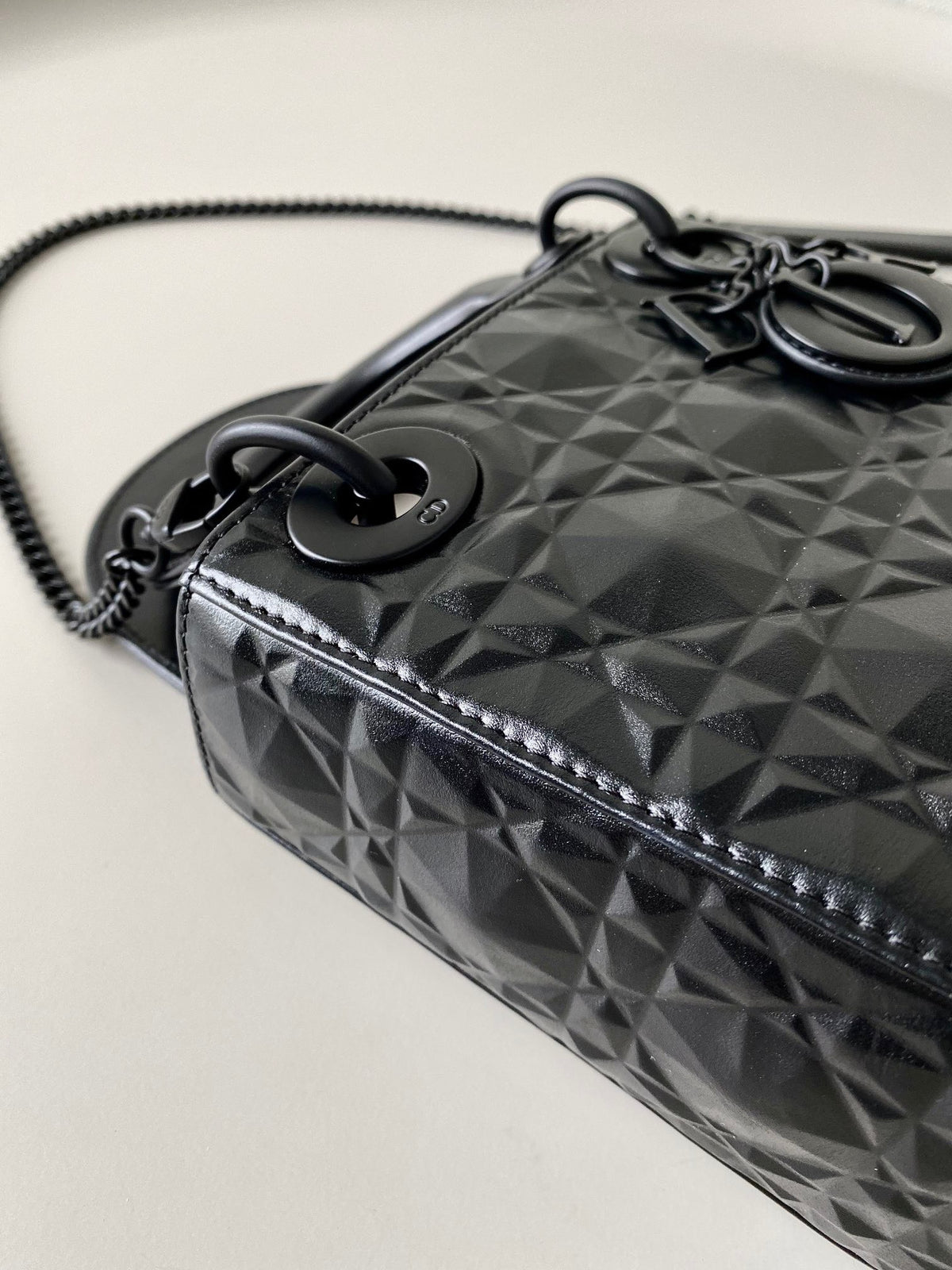 Dior Lady Matte Black Diamond Pattern 17cm