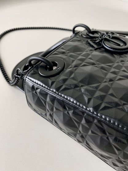 Dior Lady Matte Black Diamond Pattern 17cm