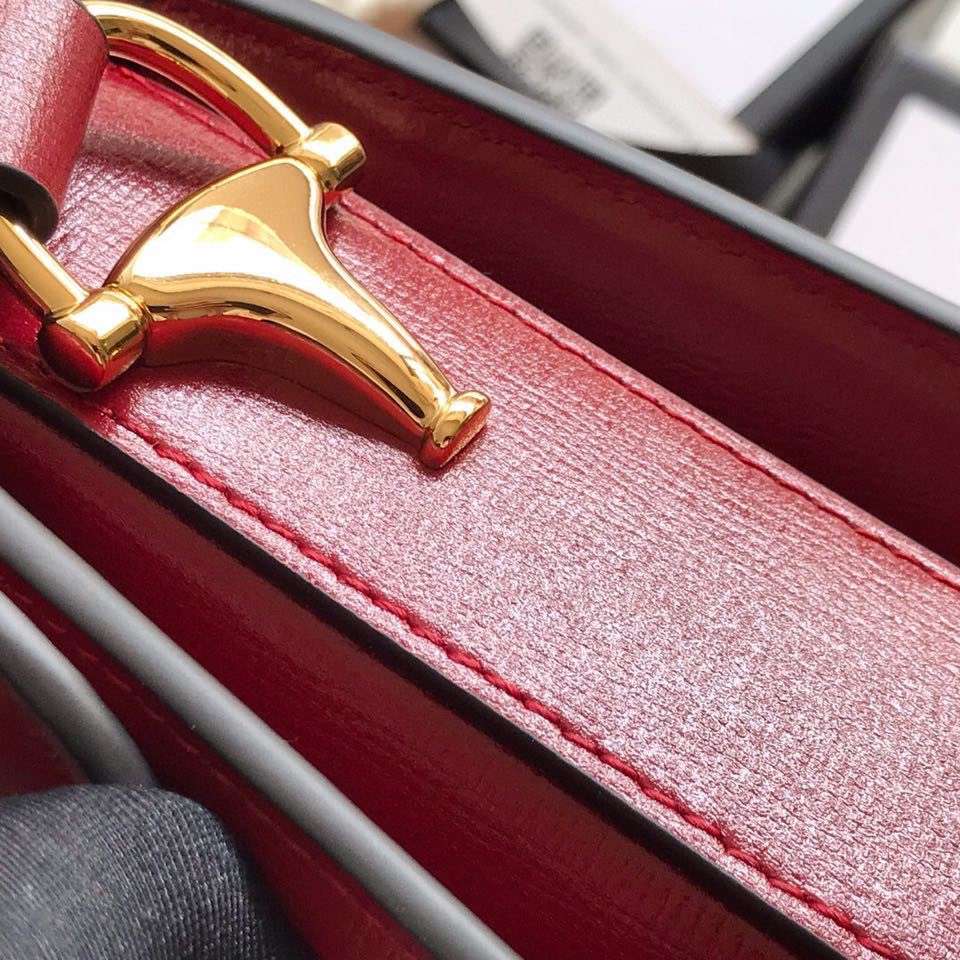Gucci 1955 Horsebit Women’s Handbag Super Smooth Red Leather 25cm