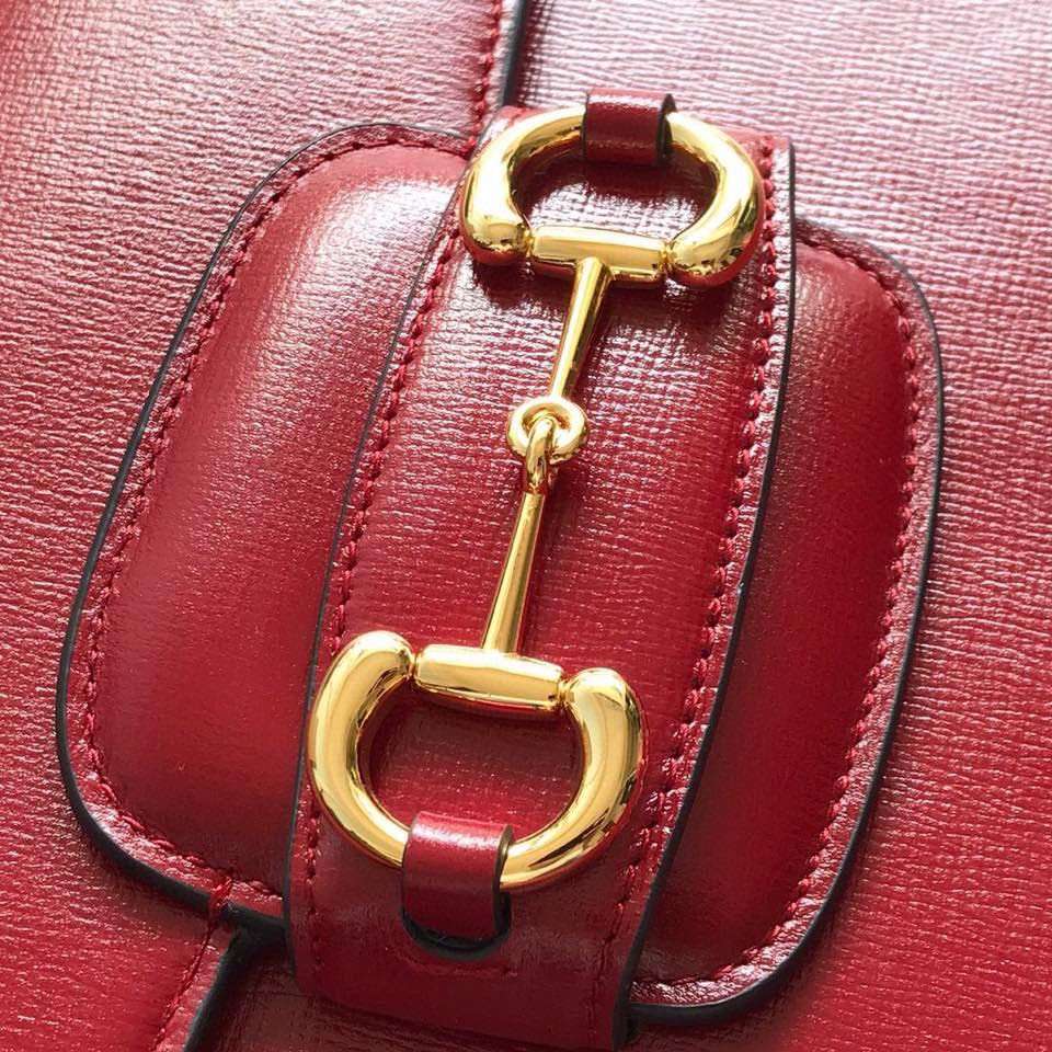 Gucci 1955 Horsebit Women’s Handbag Super Smooth Red Leather 25cm