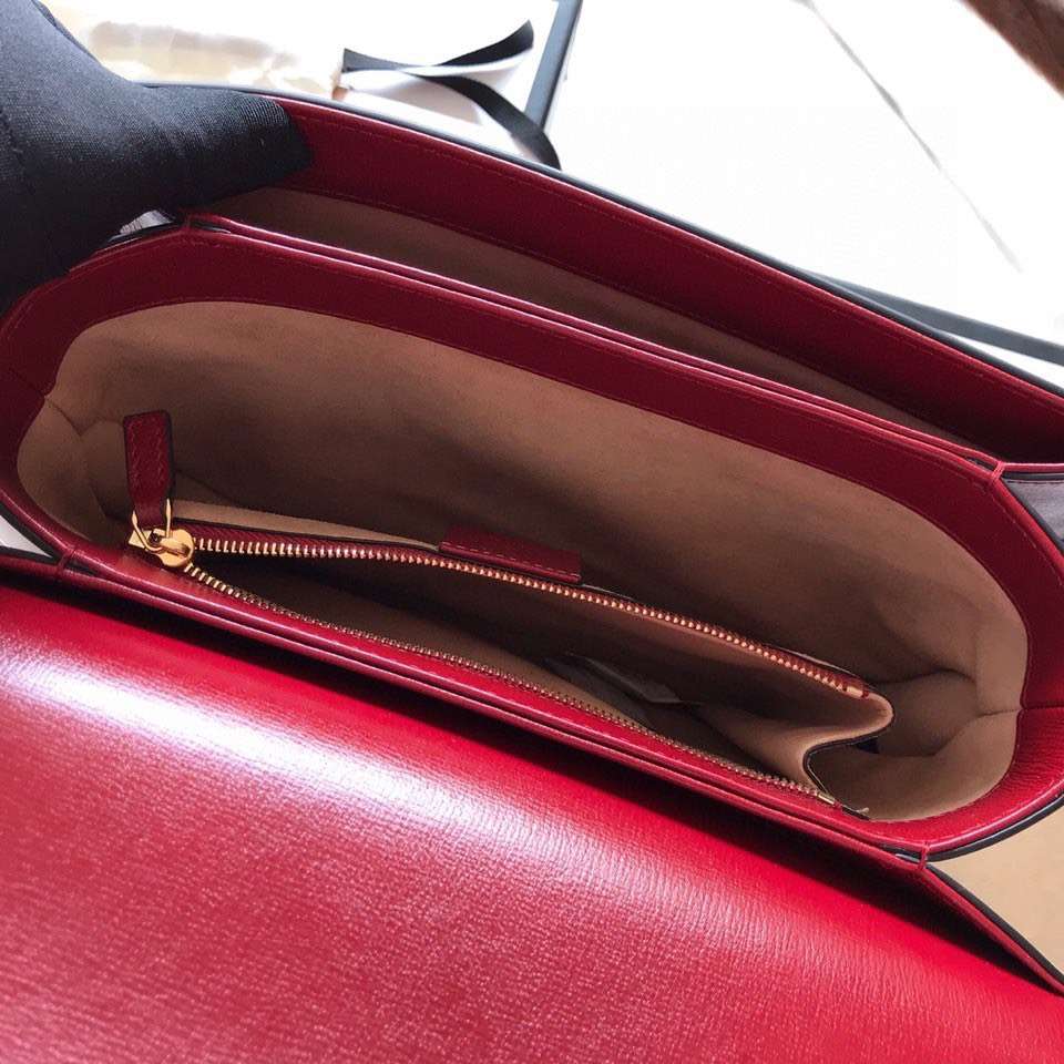 Gucci 1955 Horsebit Women’s Handbag Super Smooth Red Leather 25cm