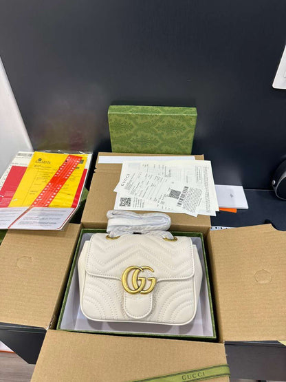 Gucci Marmont High Quality White Women’s Handbag 22cm