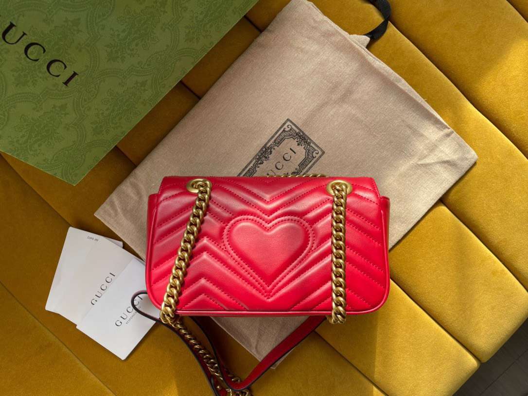 Gucci Marmont Replica 11 Women’s Handbag High Quality Red 22cm