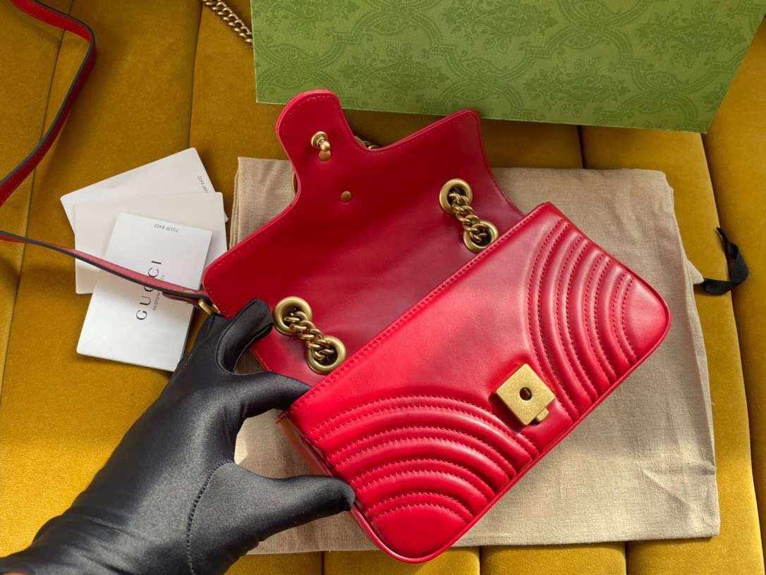 Gucci Marmont Replica 11 Women’s Handbag High Quality Red 22cm