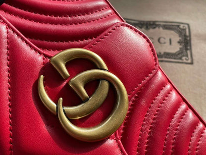 Gucci Marmont Replica 11 Women’s Handbag High Quality Red 22cm