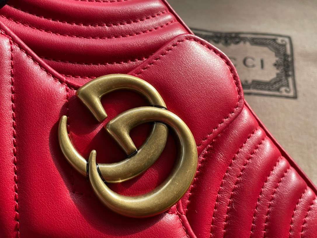Gucci Marmont Top Handle Like Auth Women’s Handbag Red 27cm