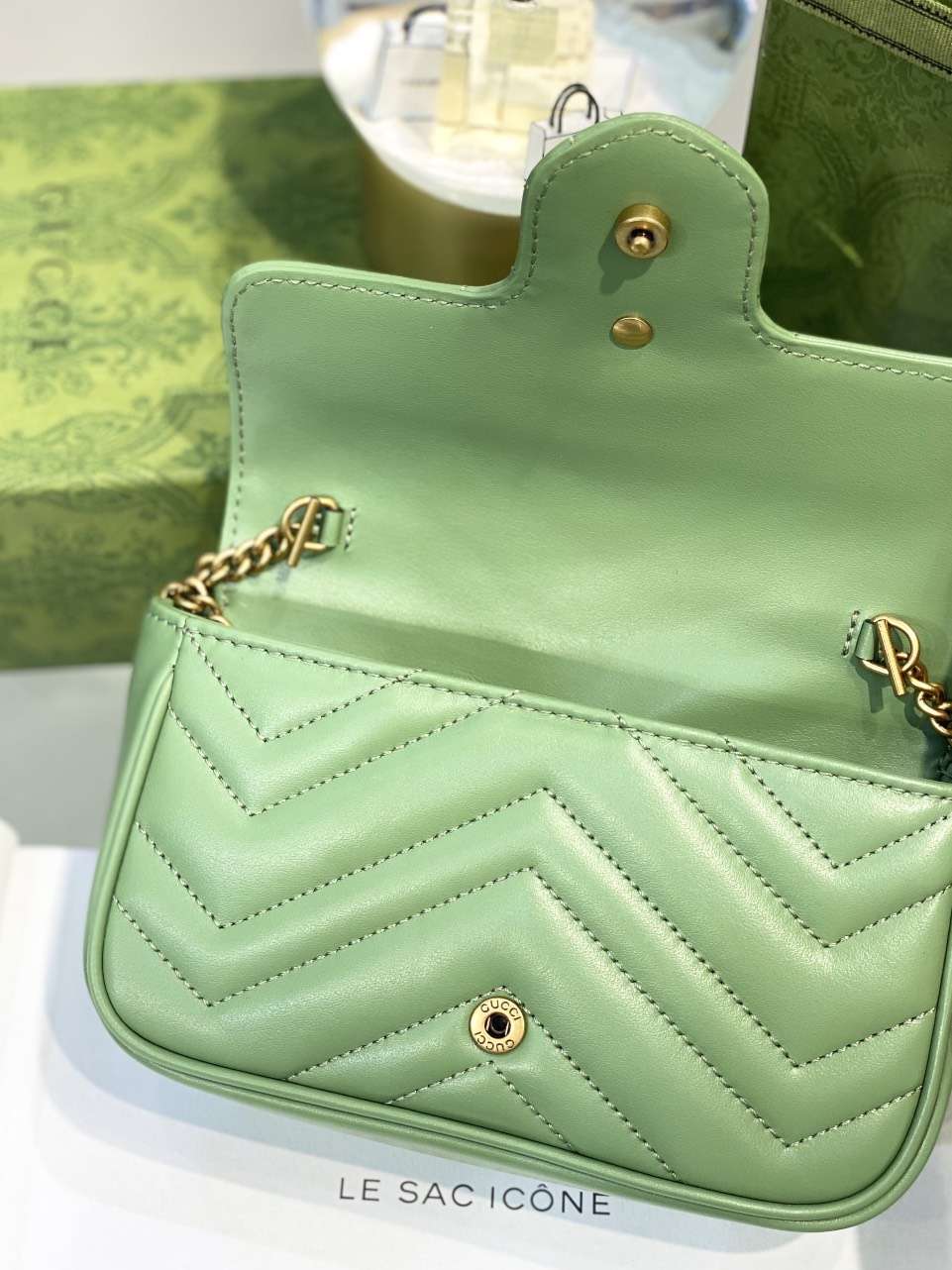Gucci Marmont Women’s Super Handbag Avocado Color 22cm
