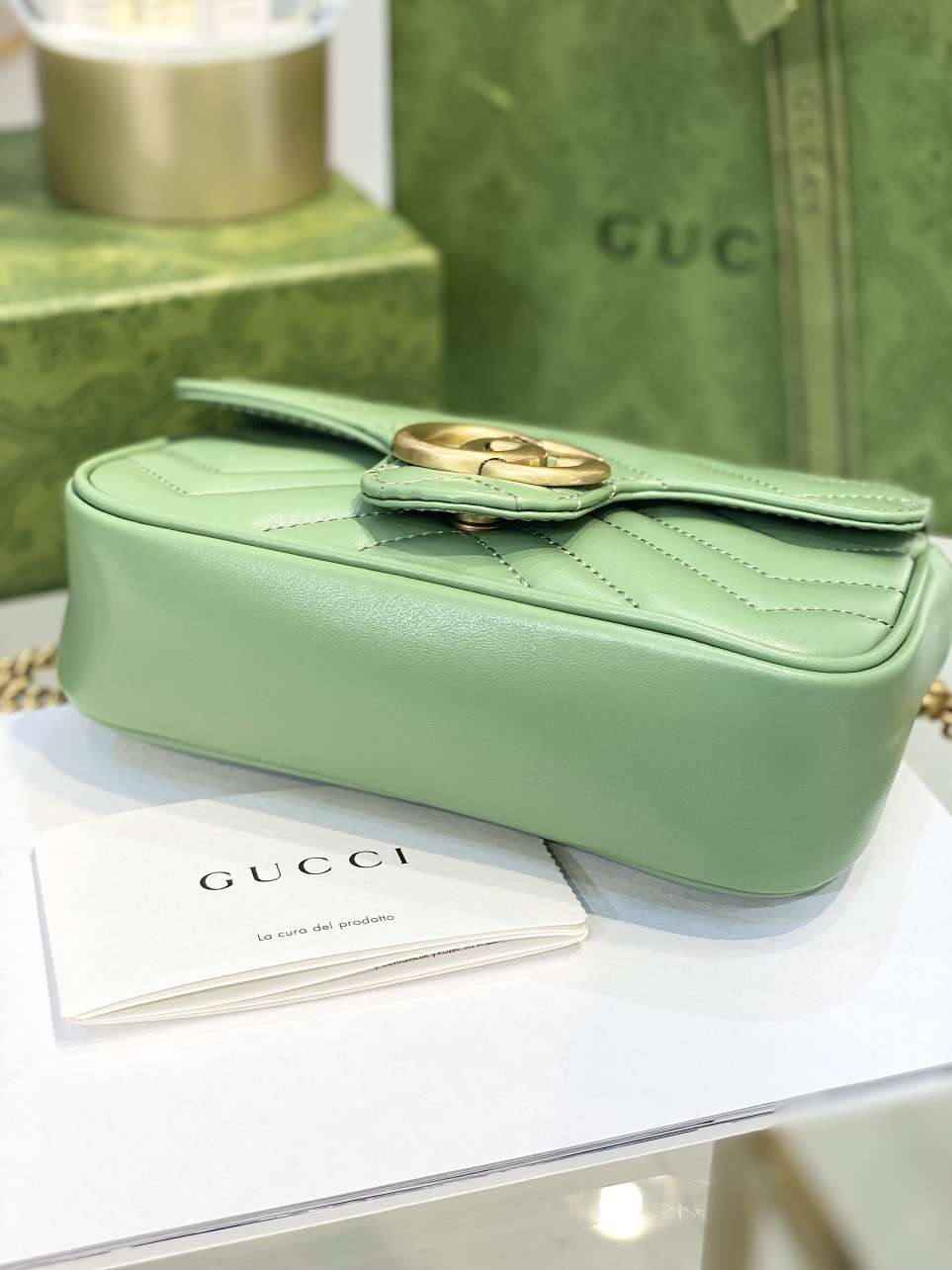 Gucci Marmont Women’s Super Handbag Avocado Color 22cm