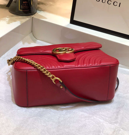 Gucci Marmont Top Handle Like Auth Women’s Handbag Red 27cm