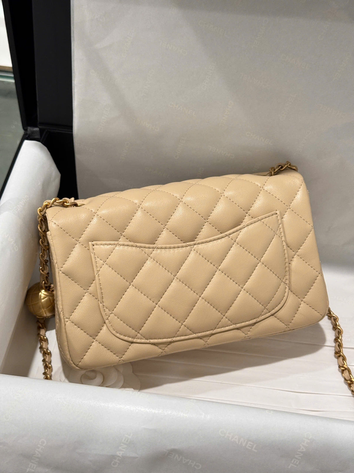 Chanel Classic Flap Mini Beige Gold Hardware 20cm