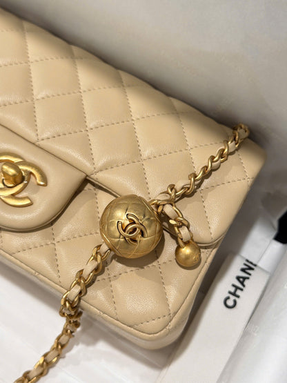 Chanel Classic Flap Mini Beige Gold Hardware 20cm