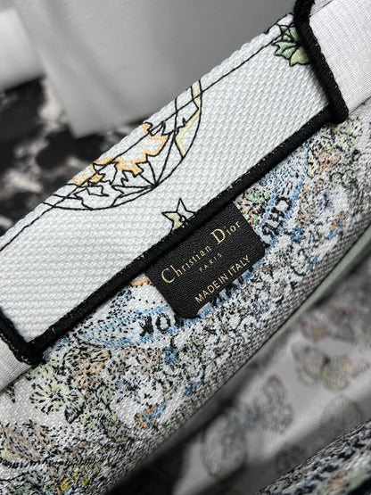 Dior Book Tote Women’s Handbag Embroidered Fabric Size 36cm