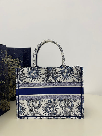 Dior Book Tote Women’s Handbag Embroidered Fabric Size 36cm