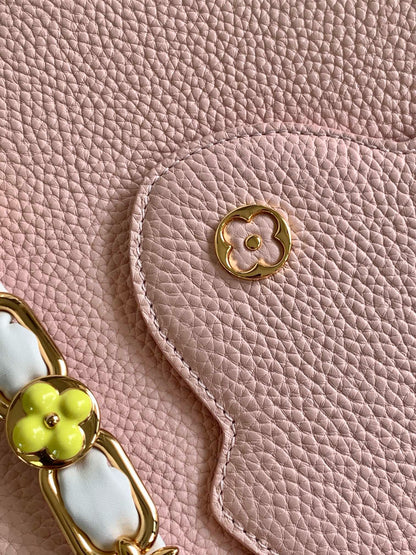 Louis Vuitton LV Capucines BB Pink Handbags Lock Gold 27x18x9cm