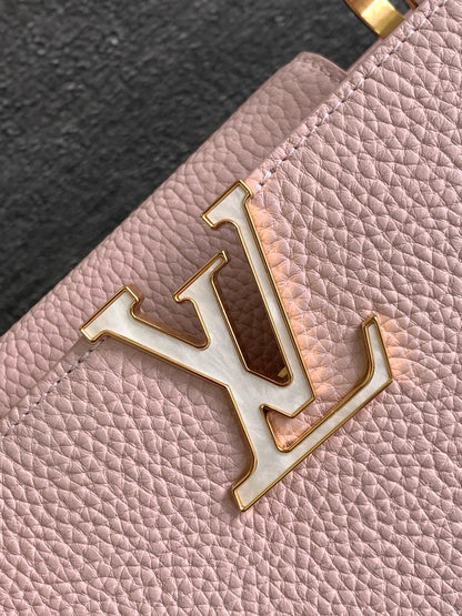 Louis Vuitton LV Capucines BB Pink Handbags Lock Gold 27x18x9cm