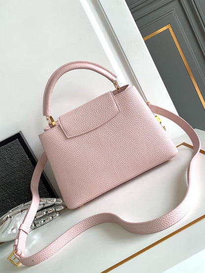 Louis Vuitton LV Capucines BB Pink Handbags Lock Gold 27x18x9cm