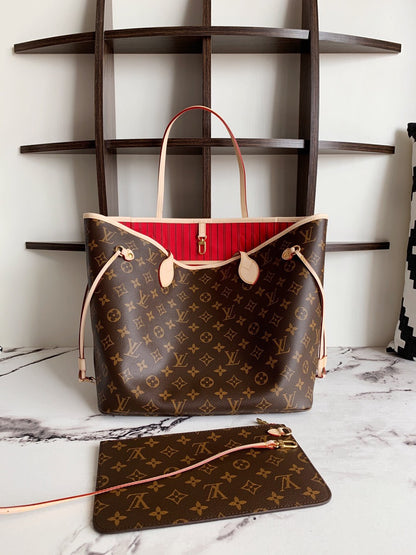 Louis Vuitton LV Neverfull Like Auth Handbags Brown Pattern 32x29x17cm
