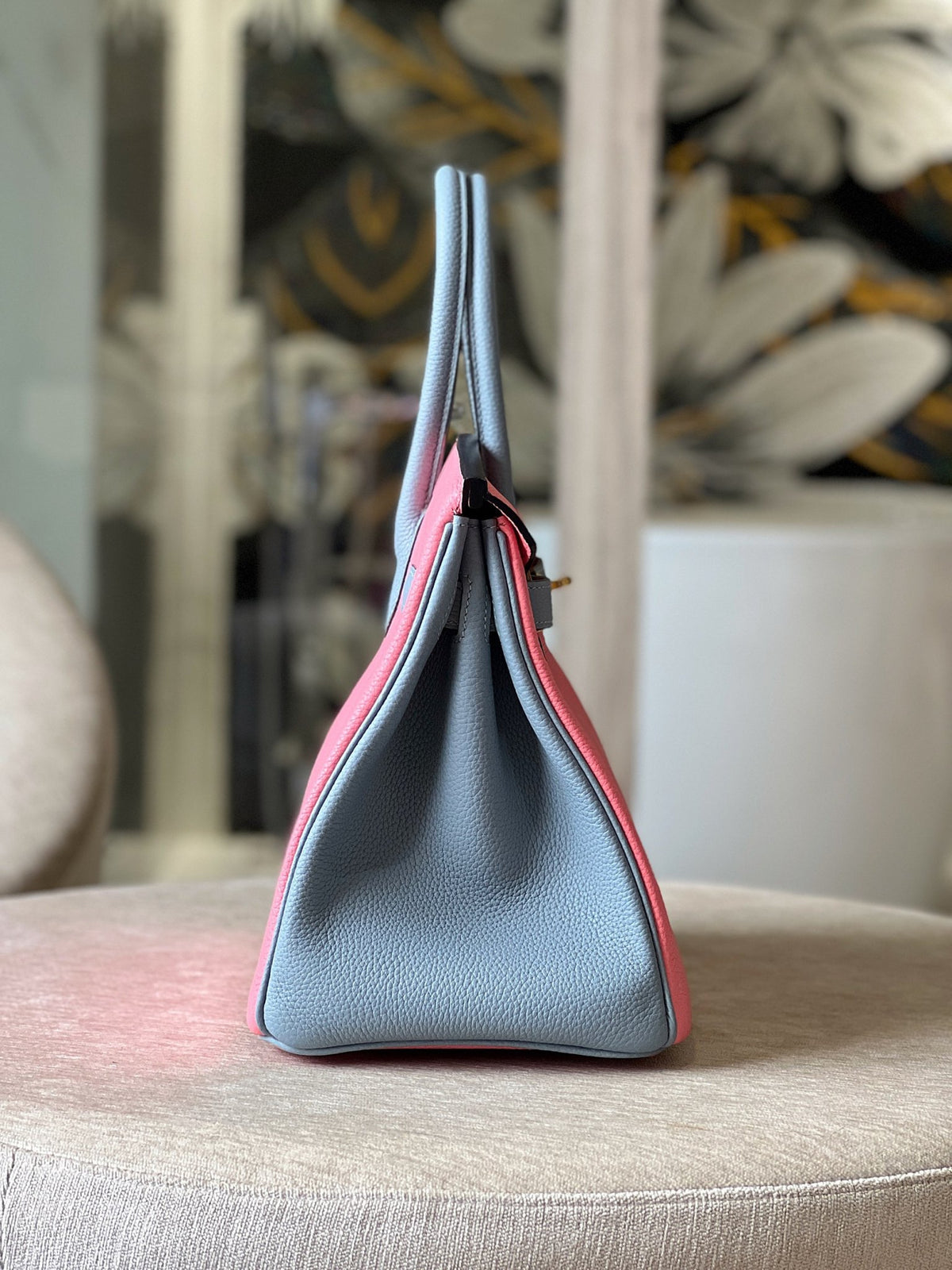 HN 30 Liam Blue/ Rose Pink Togo Leather Gold Hardware