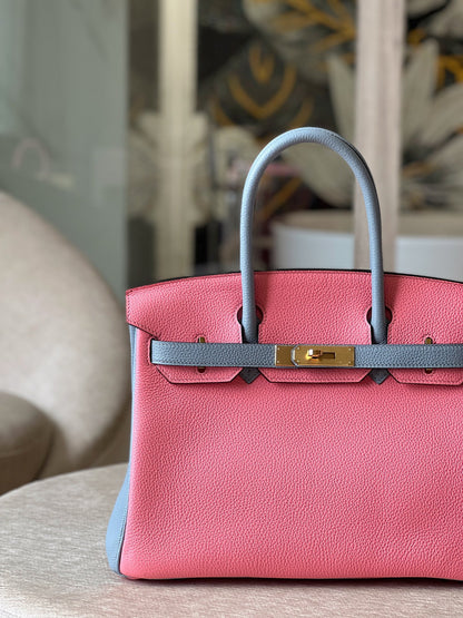HN 30 Liam Blue/ Rose Pink Togo Leather Gold Hardware