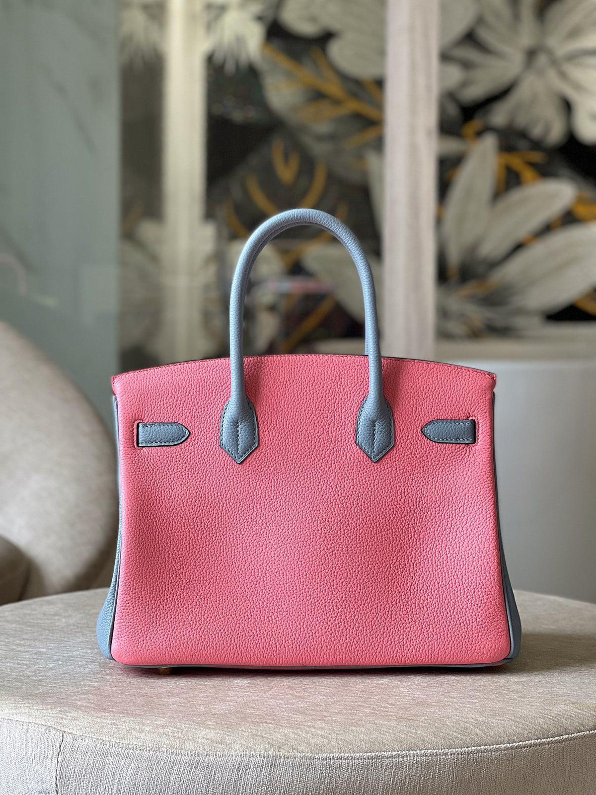HN 30 Liam Blue/ Rose Pink Togo Leather Gold Hardware