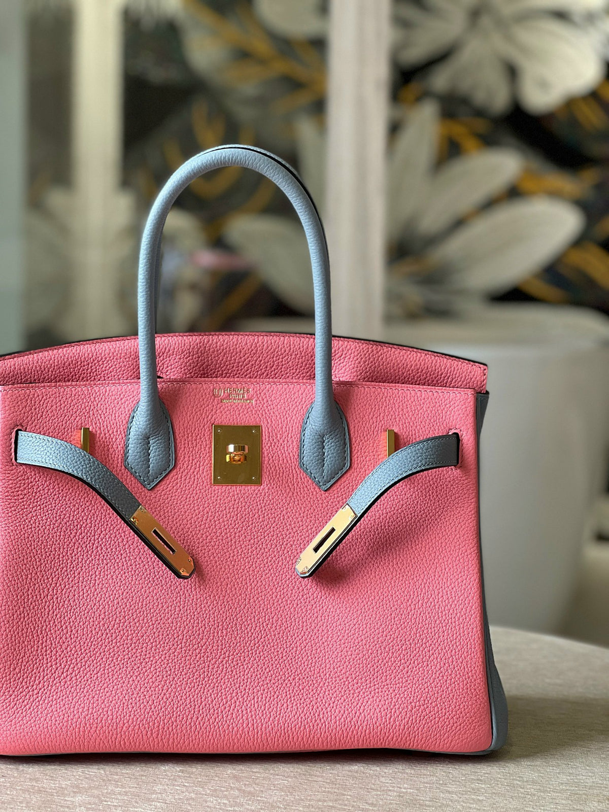HN 30 Liam Blue/ Rose Pink Togo Leather Gold Hardware