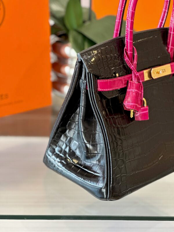 HN 30 Black/Pink Genuine Crocodile Leather – Custom Made