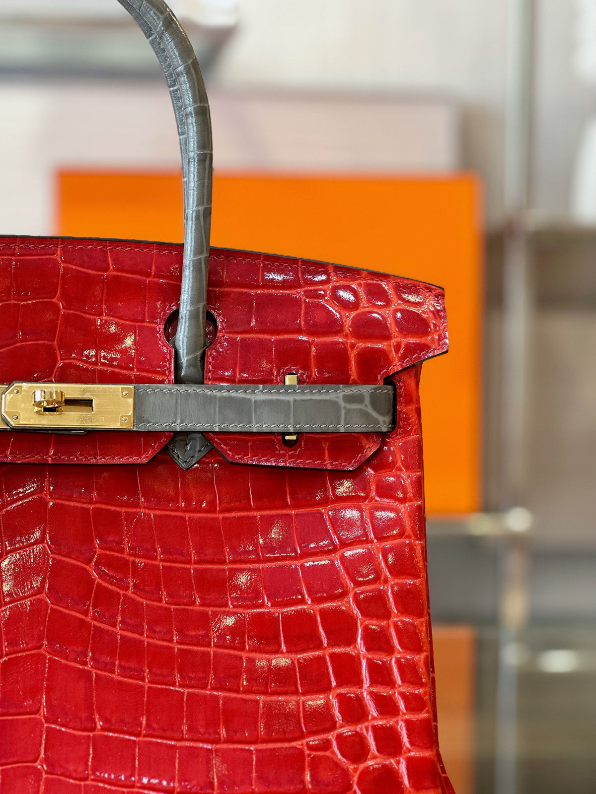 HN 30 Red/Liam Blue Genuine Crocodile Leather Gold Hardware. – Custom Made