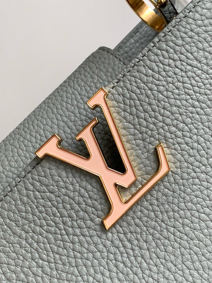 Louis Vuitton LV Capucines BB Like Auth Woman’s Grey Blue Handbags 27x18x9cm