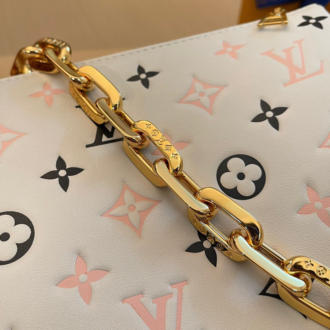 Louis Vuitton LV Coussin Monogram Like Auth Handbags Mix Pink Black Pattern 26x20x12cm