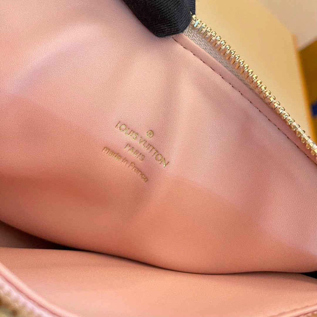 Louis Vuitton LV Coussin Monogram Like Auth Handbags Mix Pink Black Pattern 26x20x12cm