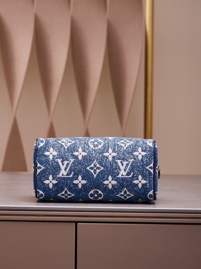 Louis Vuitton LV Speedy Monogram Demin Woman’s Like Auth Handbags 16x10x7.5cm