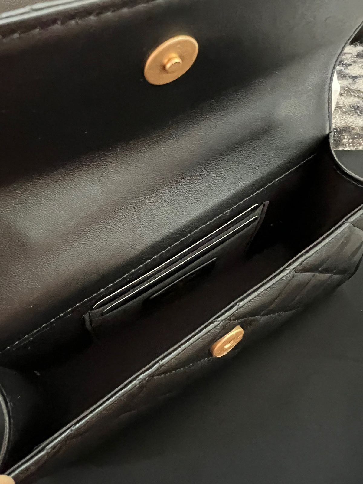 Chanel Woc Black Handbags Pearl Handle Plated Lock Gold 19cm