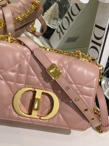 Dior Pink Plaid Super Quality Women’s Handbag with Gold Lock 25cm