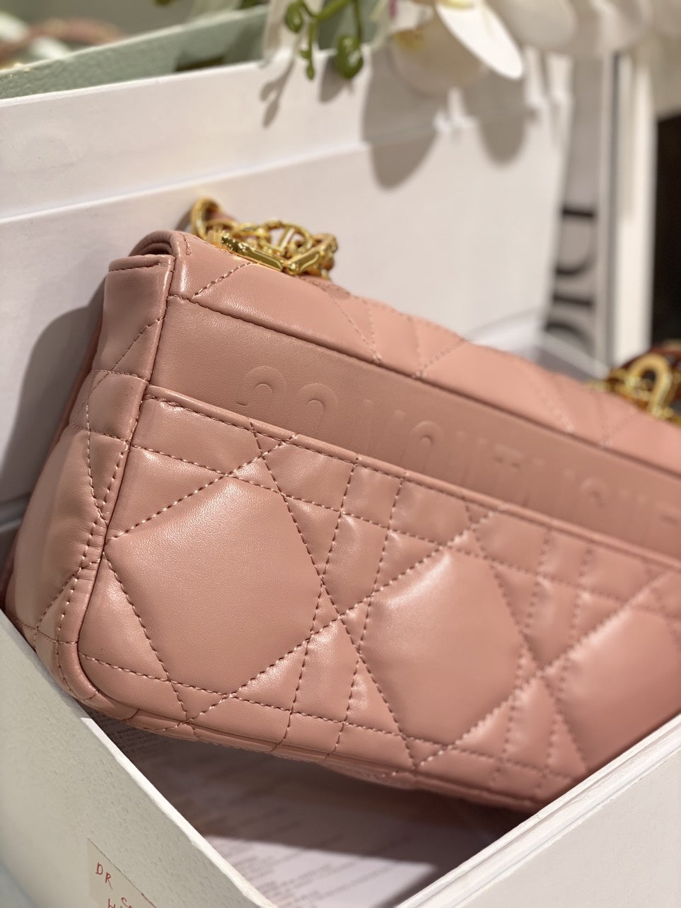 Dior Pink Plaid Super Quality Women’s Handbag with Gold Lock 25cm