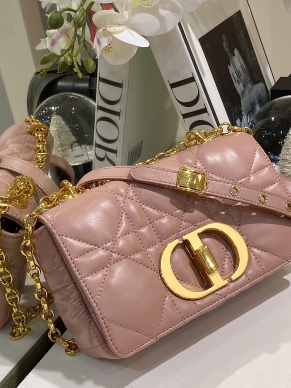 Dior Pink Plaid Super Quality Women’s Handbag with Gold Lock 25cm