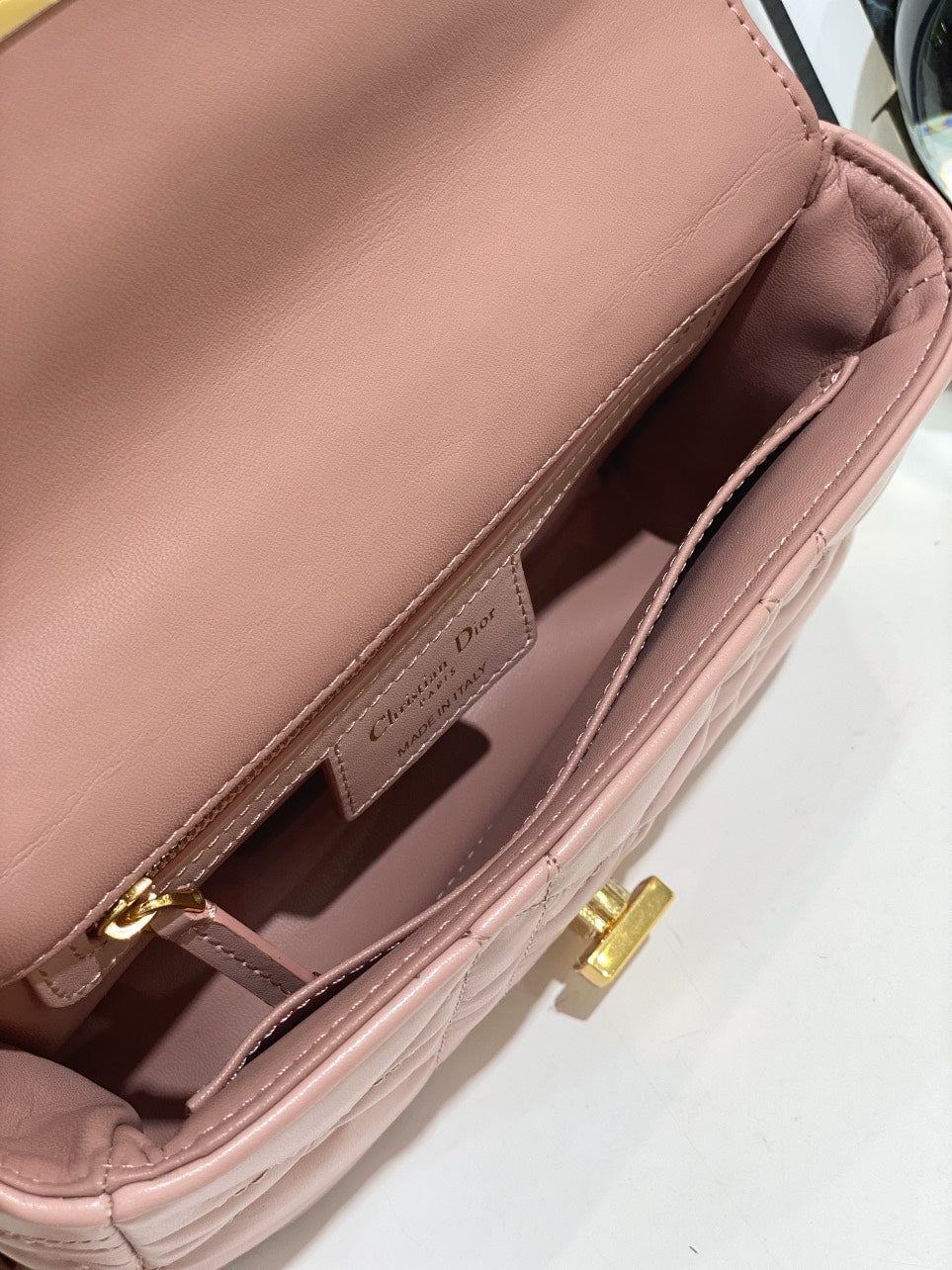 Dior Pink Plaid Super Quality Women’s Handbag with Gold Lock 25cm